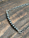 Stanton Link Chain With 4mm Center Navajo Pearls - Silver