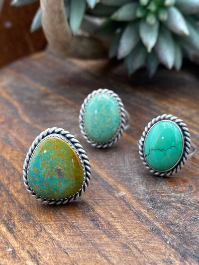 Ava Sterling Roped Oval Turquoise Ring