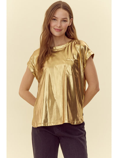 LIbby Short Sleeve Metallic Top