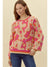 Splash of Pink & Orange Sweater - Taupe