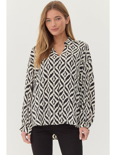 Linda Diamond Geometric Print Top