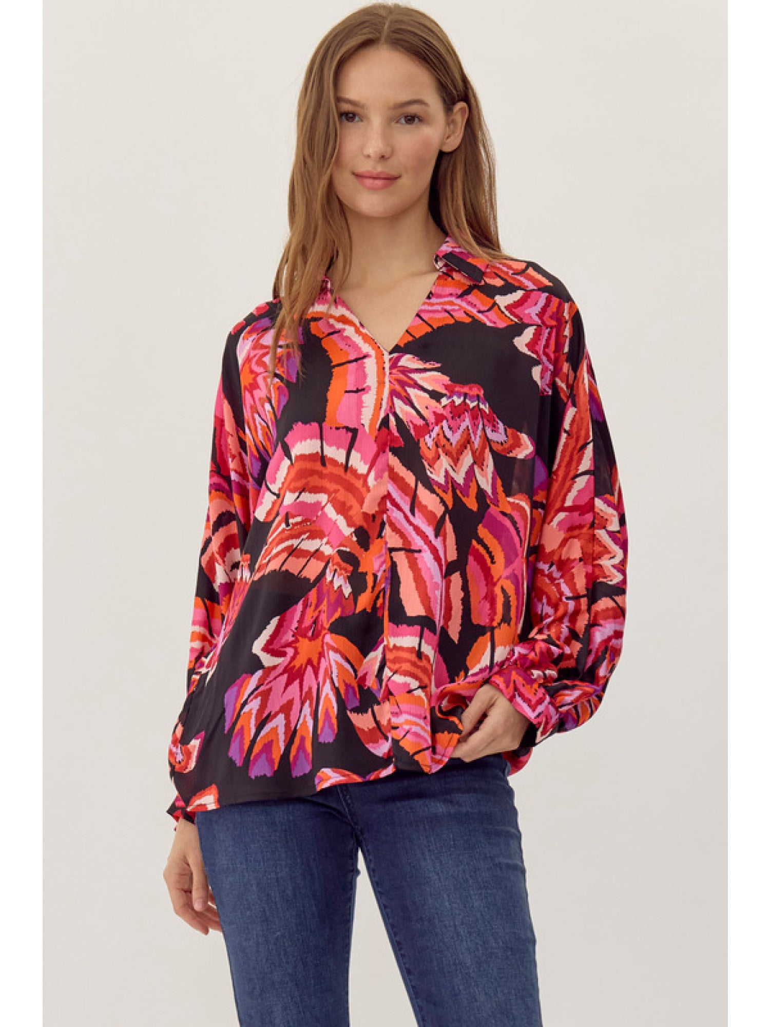 Sherri Bright Flourish V-neck Top