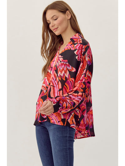 Sherri Bright Flourish V-neck Top