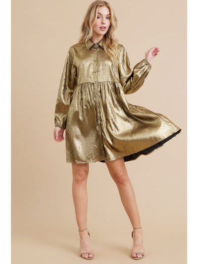 Metallic Baby Doll Dress