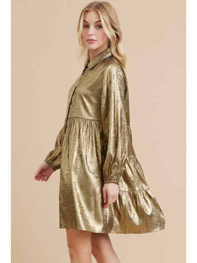 Metallic Baby Doll Dress