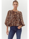 May Leopard Print Bow Tie Blouse