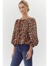 May Leopard Print Bow Tie Blouse