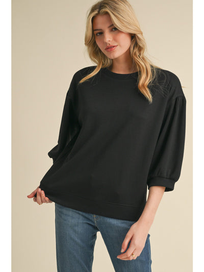 Codi Solid Peasant Sleevses Sweatshirt