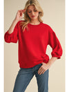 Codi Solid Peasant Sleevses Sweatshirt