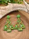 Beaded Christmas Tree Earrings