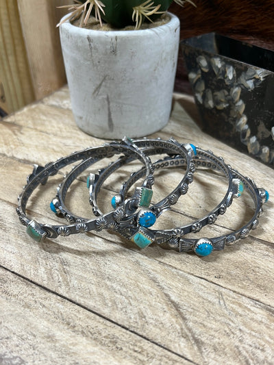 Clearwater Slim Sterling Bracelet With Stone Accents - Turquoise