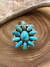 Jackie Sterling 11 Stone Turquoise Ring - Adjustable