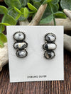 Alene Sterling Stacked 3 Oval Post Earrings - White Buffalo