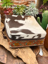 Cowhide Turquoise Backed Tooled Leather Jewelry Box