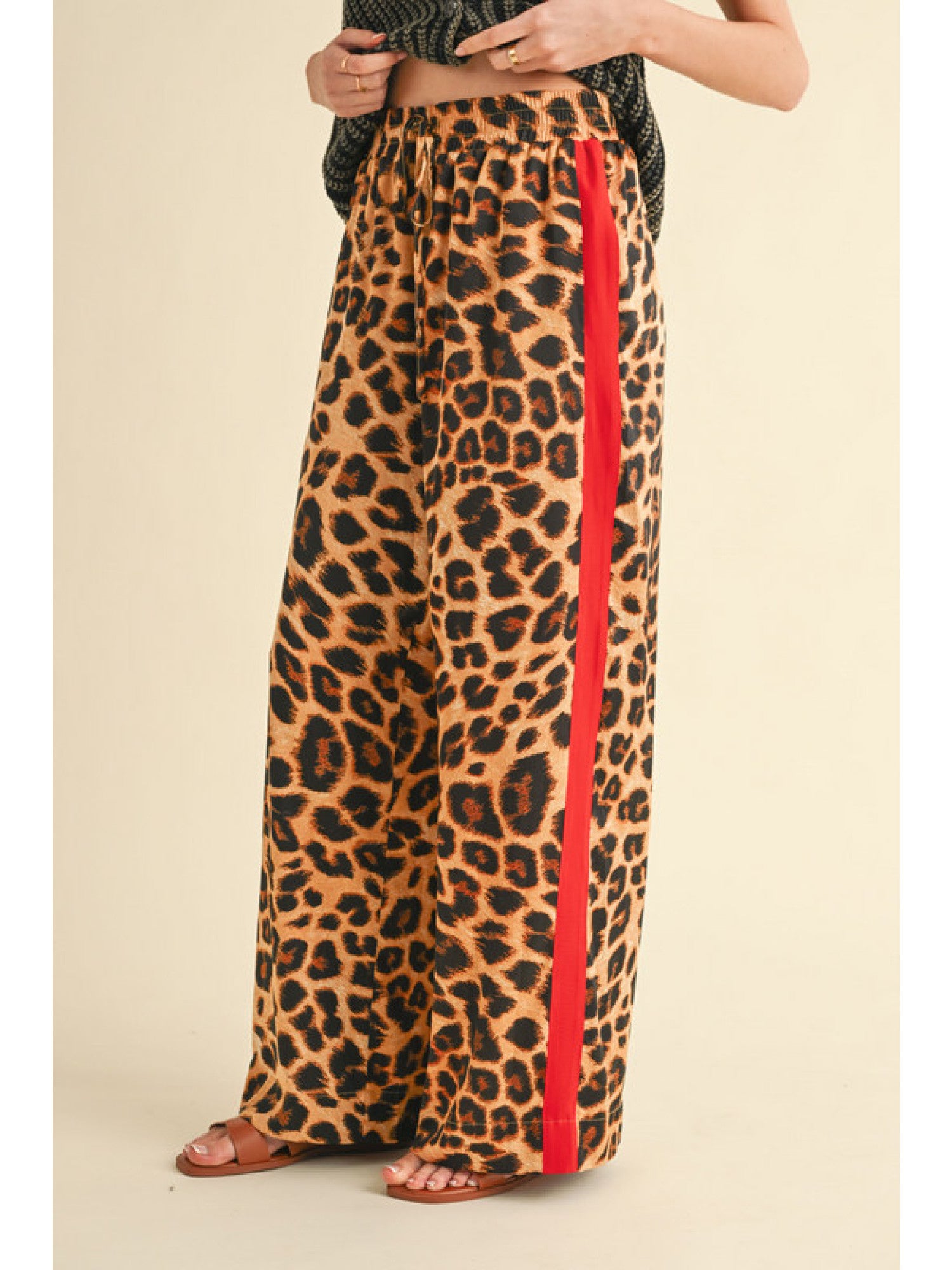 Macy Red & Leopard Print Pants