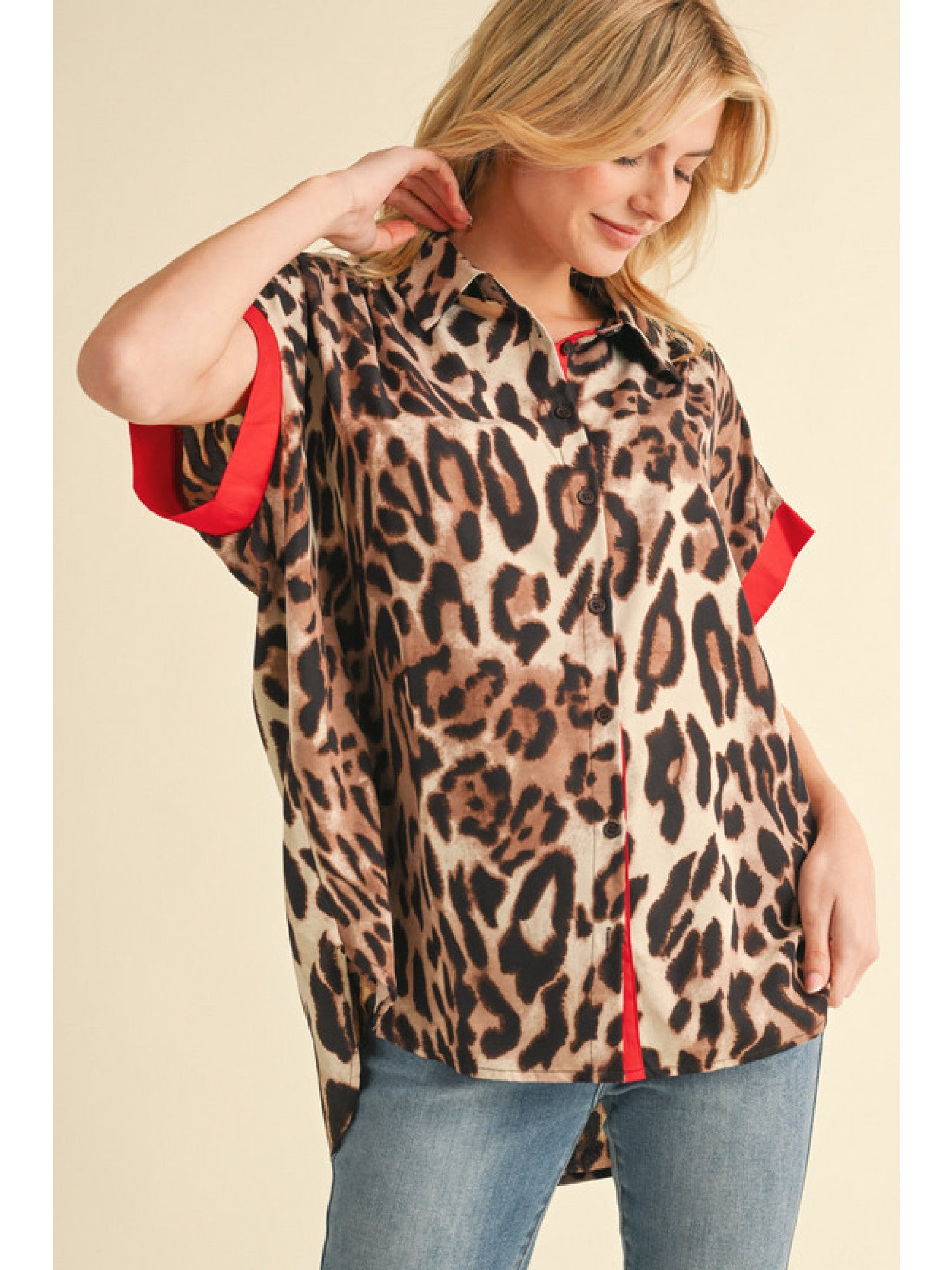 Rosa Red Leopard Blouse