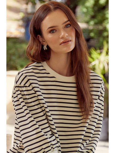 Cali Black & Natural Stripe Top