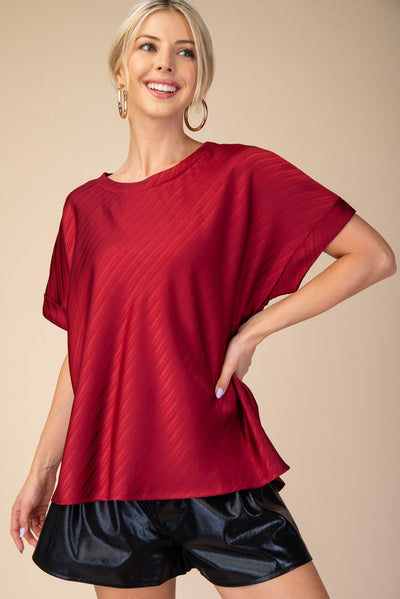 Gina Dolman Sleeve Satin Blouse