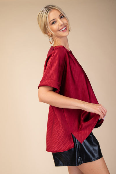 Gina Dolman Sleeve Satin Blouse