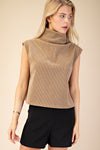 High Neck Sleeveless Crop Knit Top