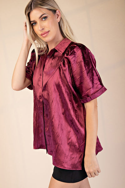 Altruism Shirred Satin Blouse