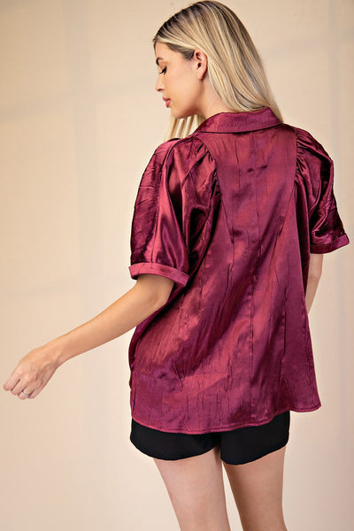 Altruism Shirred Satin Blouse