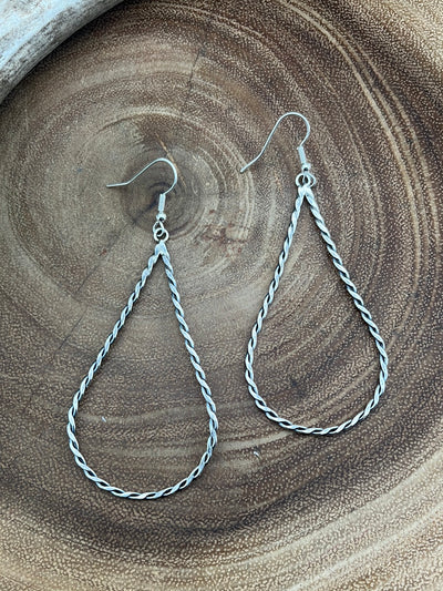 Sterling Twisted Wire Teardrop Hook Earrings