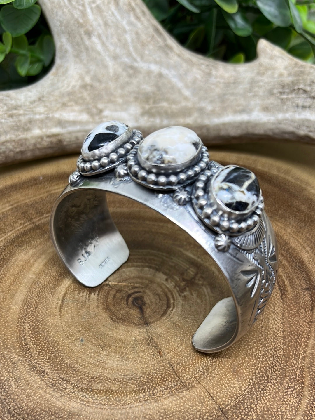 Sterling Silver Stamped Wide Cuff Bracelet