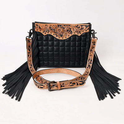 Kinsley Tooled and Quilted Leather Fringe Purse