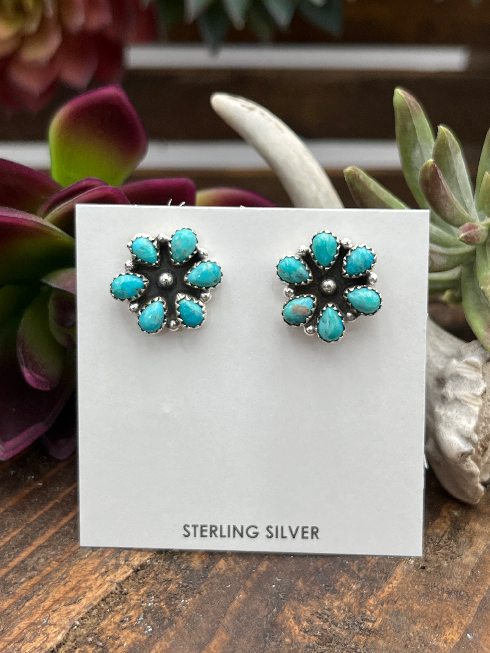 Hada Floral Cluster Turquoise Earrings