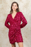 Sequin Glitter Holiday Party Wrap Mini Dress