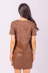 Waist Embroidered Suede & Leather Mini Dress