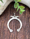 Floyer Burst Stamped Sterling Naja Shepherd's Hook Pendant - 2.25"