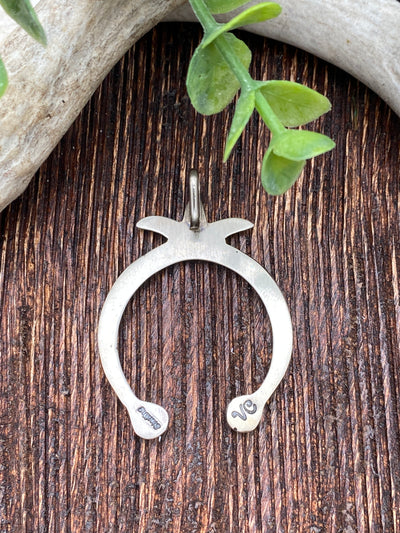 Floyer Burst Stamped Sterling Naja Shepherd's Hook Pendant - 2.25"