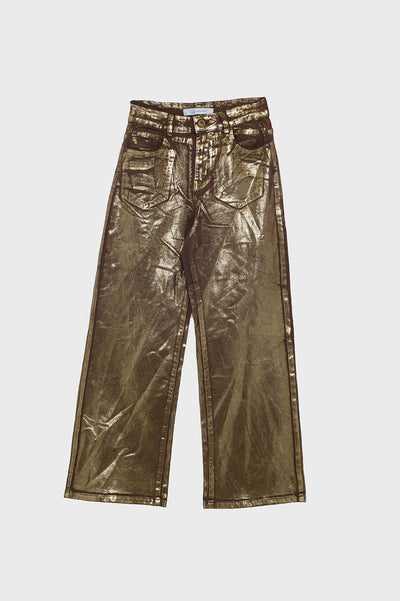 Kelly Brown Metallic Straight Leg Crop Jeans