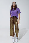 Kelly Brown Metallic Straight Leg Crop Jeans