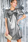 Bow Detail Metallic Mini Dress