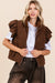 Corduroy Puffer Vest with Ruffled Sleeves