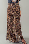 Leopard Print Pleated Maxi Skirt