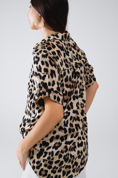 Lola Leopard Print Relaxed Short Sleeve