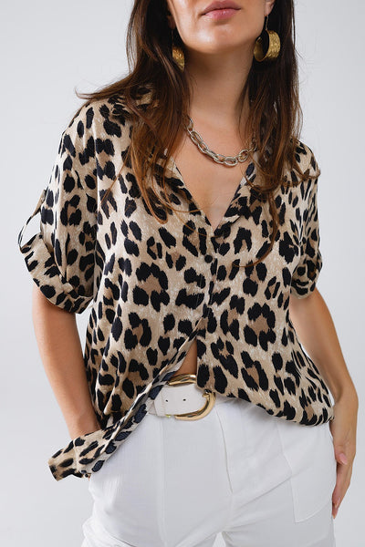 Lola Leopard Print Relaxed Short Sleeve