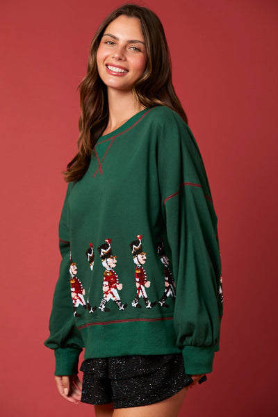 Christmas Soliders Sequin Oversized Sweatshirt