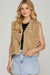 Faux Fur Open Front Toggle Button Detail Vest