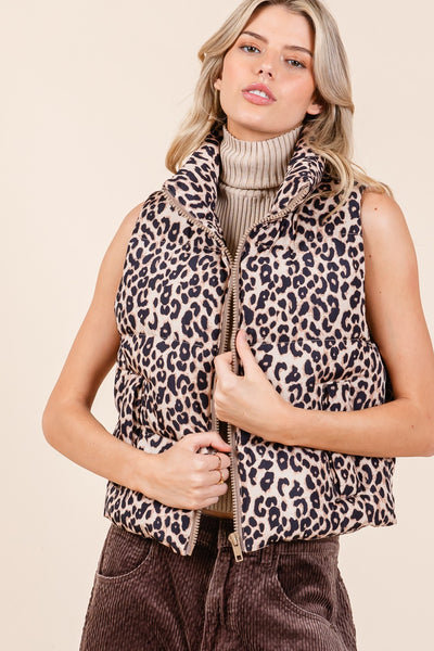 Leopard Puffer Vest