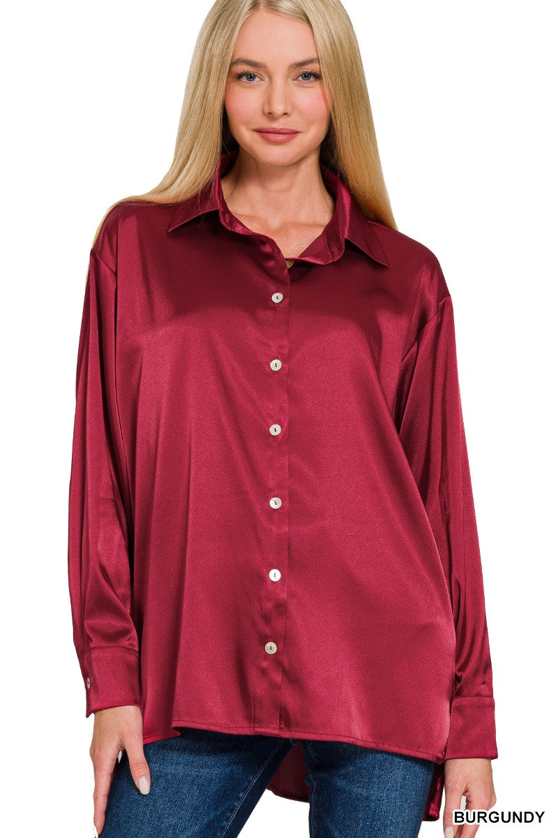 Satin Button Down Shirts - Fall