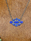 Lapis Sterling Link Chain Cluster Stone Pendant