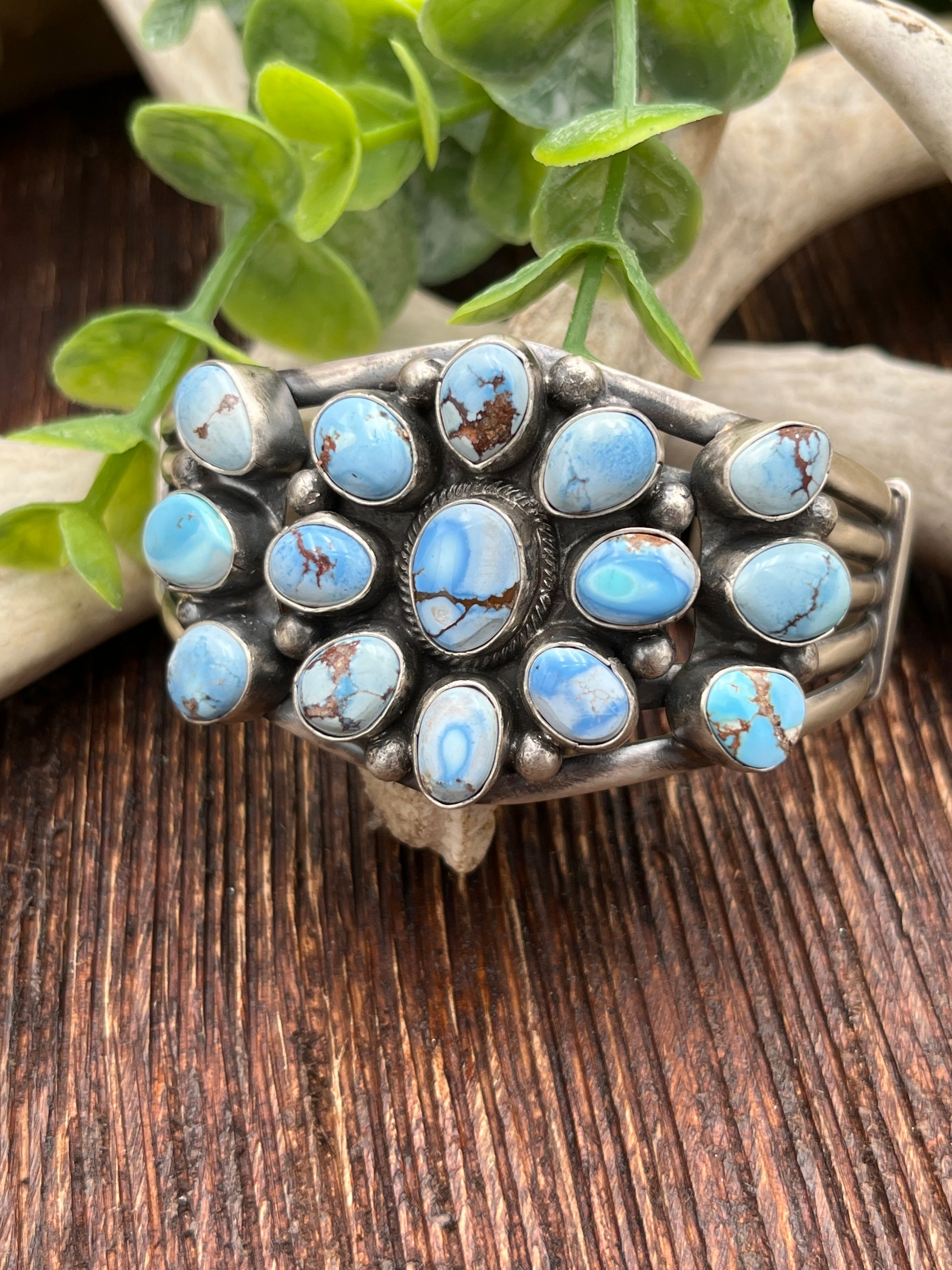 Nampa Golden Hills Turquoise Cluster Cuff With 5 Layer Band