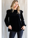 Velvet Top with Frilled Neck