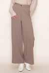 Waist Band Wide Leg Pockets Solid Straight Pants