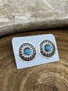 Bundt Sterling .75" Scalloped Round Concho Post Earrings - Turquoise